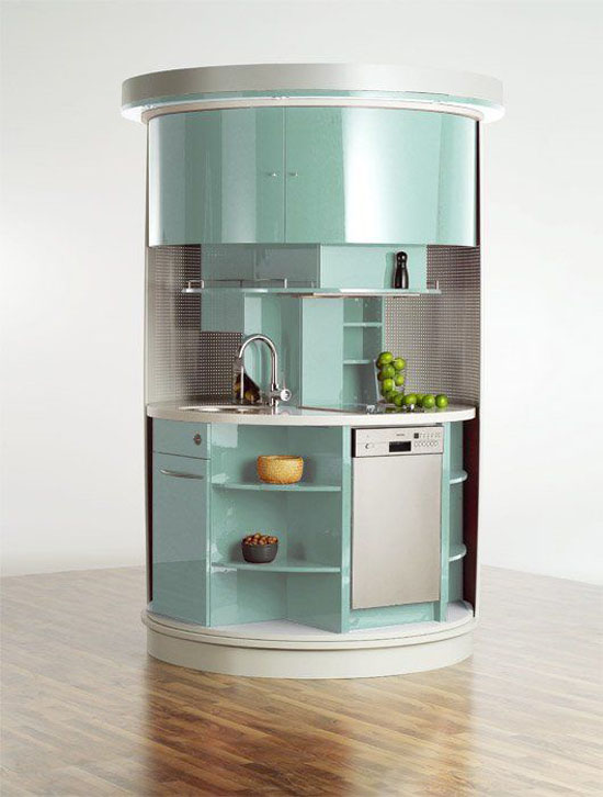 Circled kitchens table in compact concepts kitchen is highly functional