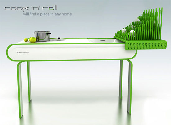 Compact kitchens island table saving spaces by Zivile Januskaityte