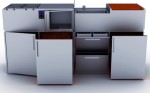 Compacts kitchen in small cube design for tiny apartment with electric stove microwave Compacts kitchen in small cube design for tiny apartment with electric stove microwave