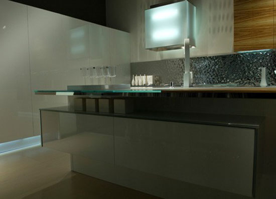Contemporary Kitchen rippled contrast the high-gloss finish by Aster Cucine