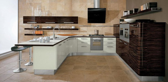 Contemporary Samal Kitchen designs curving counter rounded cupboard edges by Gatto Cucine