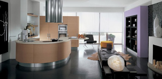 Contemporary Samal Kitchens designs curving counters rounded cupboard edges by Gatto Cucine