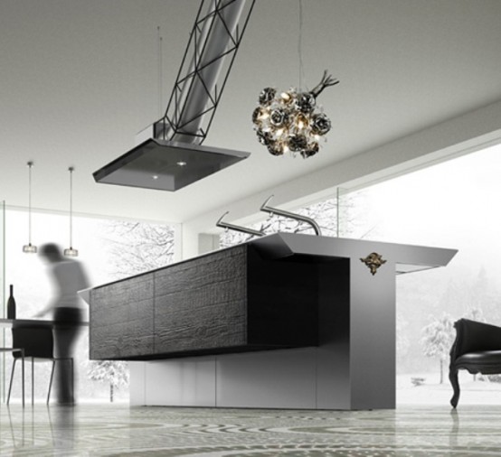 Cool Minimalist Kitchen In Strict metal grey and straight lines