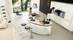 Curved Kitchen Island with Transparent glass tables from Record Cucine Curved Kitchen Island with Transparent glass tables from Record Cucine
