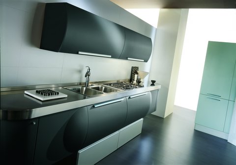 Exclusive black Italian Kitchen Design with round cabinets