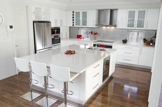 Glossy White Kitchen Design cabinets and furniture by Australian kitchen designers