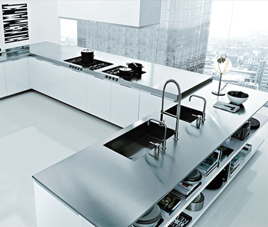 Italian modern kitchens designed large scale made from cord glossy lacquer glass and ebony