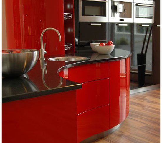Luxury Kitchen Designs Ferrari sexy curve ergonomic kitchen design which look stunning in red