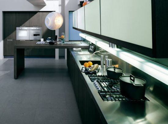 Modern Omnia kitchen use natural oak or grey oaks furniture by Bontempi