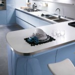 Modernbaby blue kitchen with high specification molded cupboards and stainless steel tops