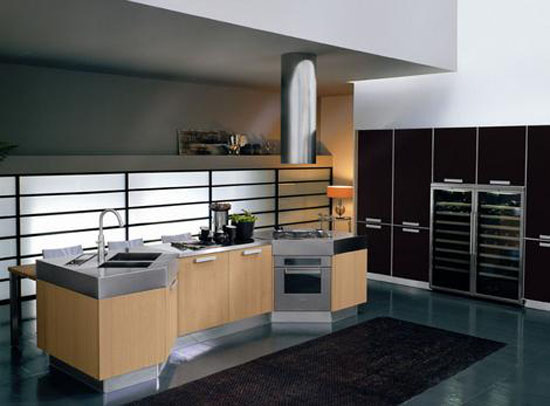 Moderns Omnia kitchen use natural oak or grey oak furniture by Bontempi