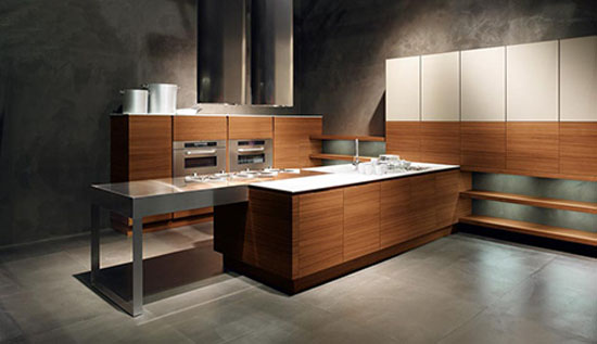Natural and Minimalist Kitchen with gorgeous teak and walnut finishes