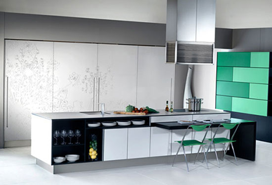 New Gaia Urban Kitchens from Bazzeo brings delicate paradox by massive panelled wall units