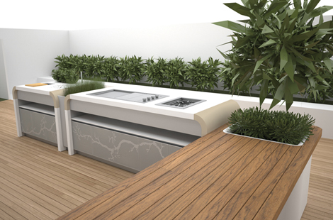 Outdoors Kitchen surrounded by trees and under an open sky by Electrolux