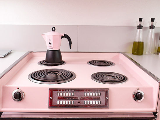 Pink kitchens accessories with pink Bialetti espresso maker