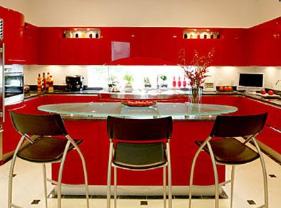 Red Kitchen Cabinets Design with a glossy finish colors by Snaidero