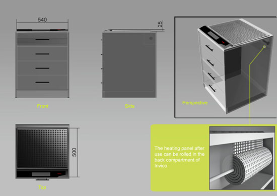Rolling out with heat can prepare warm meal by Electrolux Invico