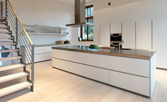 Simple and luxury white kitchen allowed laminate veneer stainless steel timber glas