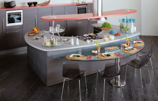 Snaidero Skyline curved shape saves space offers variety classic and modern finish Snaidero Skyline curved shape saves space offers variety classic and modern finish