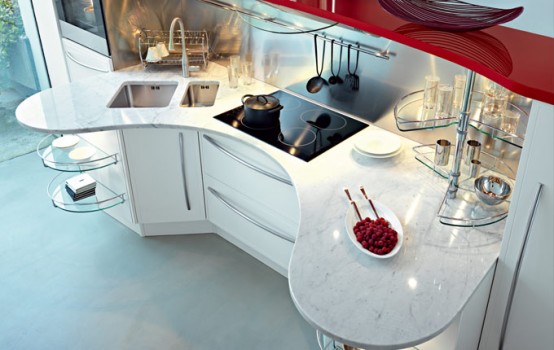 Snaidero Skyline curved shape saves space offers variety classic modern finish Snaidero Skyline curved shape saves space offers variety classic modern finish