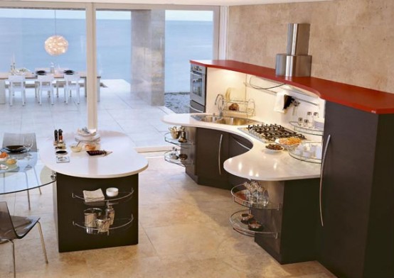 Snaidero Skyline curved shape saves space offers variety of classic and modern finish Snaidero Skyline curved shape saves space offers variety of classic and modern finish