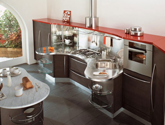 Snaidero Skyline curved shape saves space offers variety of classic modern finish Snaidero Skyline curved shape saves space offers variety of classic modern finish
