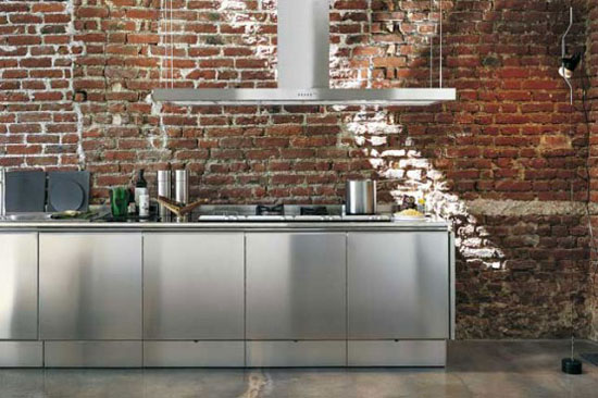 Stainles Steel Kitchen Cabinets with no handle door by Mark Elam Zanuso