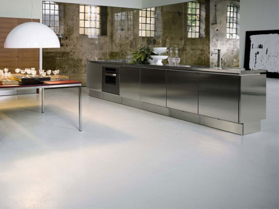 Stainless Steel Kitchen Cabinets with no handle door by Mark Elam Zanuso