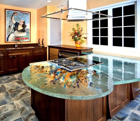 ThinkGlass created personalize kitchen use glass kitchen countertops beautiful patterns