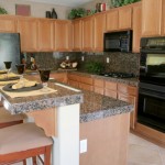 Two levels slab of granite in black and brown colors Two levels slab of granite in black and brown colors