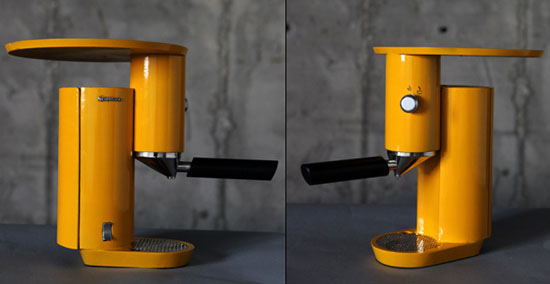 Yellow Espresso Machine look good on coffee designed by Yaniv Berg