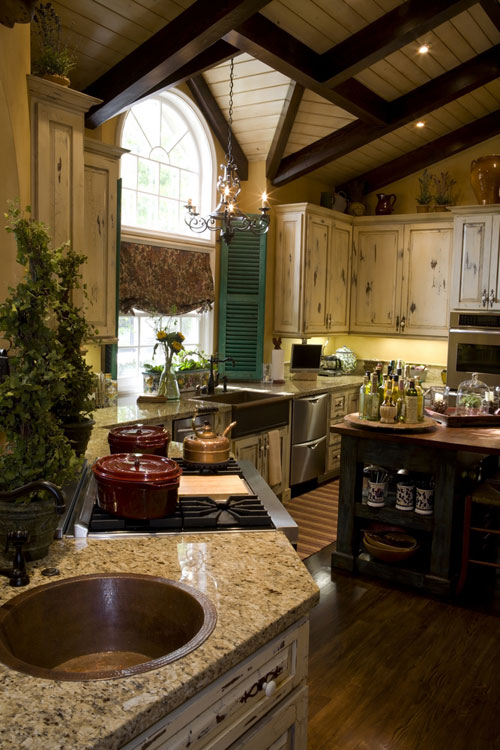 an old world French kitchen attributes in modern style French country kitchen