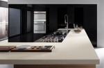 bisque kitchen countertop peninsula extends into useful breakfast island by Ernestomeda
