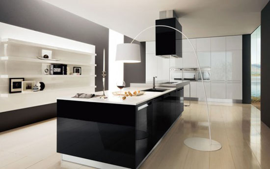 black and white kitchen interior decoration by Futura Cucine