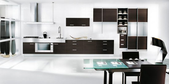 black kitchen as single color and elegant style blend dark wood