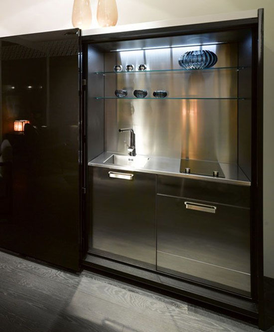 black kitchens furniture with amazing lacquered wood finish Casa fendi kitchen studio