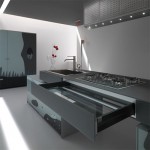 bright colors patterns style of kitchen and gray colors scheme make visual impact