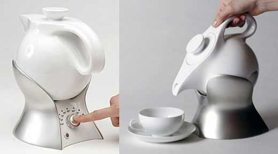 ceramics teapot called Lazy Teapot with temperatures controls to boil up tea