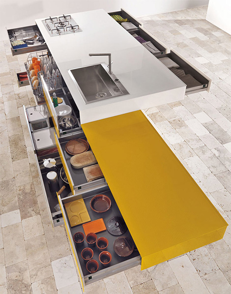 cheerful colors kitchen expressed in array of hues cool lines modular design