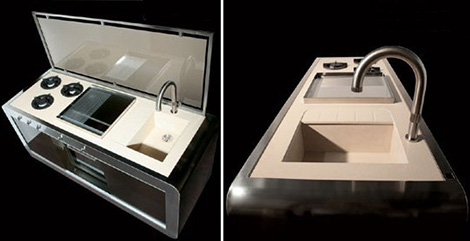 compact kitchens comes wrapped in a modern metal for contemporary homes by Jcorradi