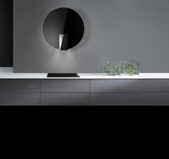concave wall futuristic vent hood design by David Lewis Elica Collection