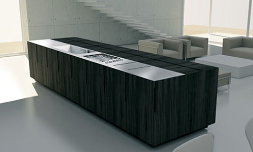 contemporary Kitchen Island with integrated Motorized cabinet from Binova