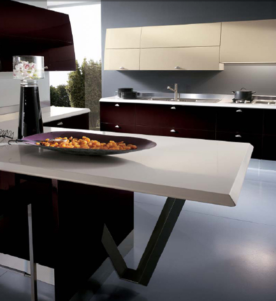 contemporary kitchen expanses drawn bold color topped with smooth stainless steel