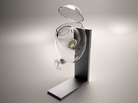 cute water dispensers like transparent egg AQUAOVO by Manuel Desrochers