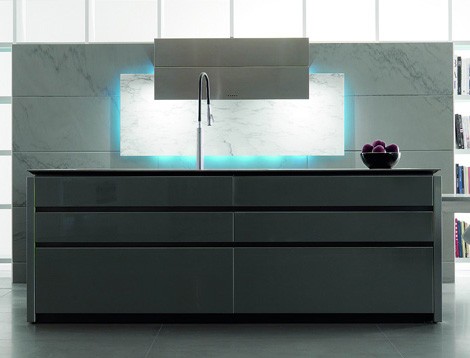 eye-catching elements kitchen with LED Illumination from Toncelli creates mood available in a range of finishes