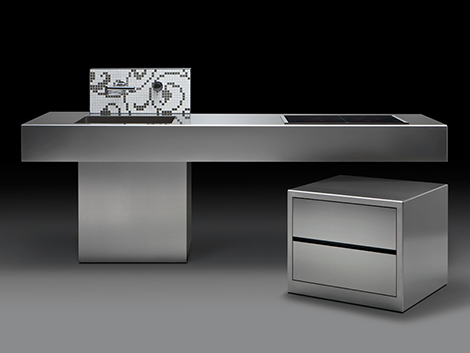 form function mix features striking cantilevered countertop kitchen