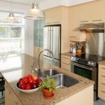 from white to brown to black color of small kitchen