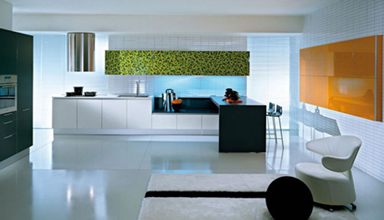 glass and wood kitchen softens minimal themes and lines by Pedini