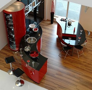 great collection Ferrari kitchen design dominated shiny red and white color