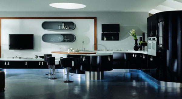 help your apartments with curved kitchens cabinets built-in lights